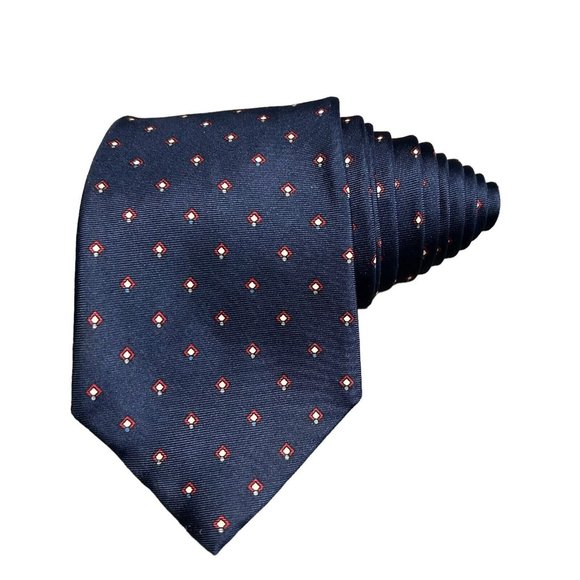 Vintage Christian Dior Blue Geometric  Mens Neck Tie Designer USA All Silk - Picture 1 of 11